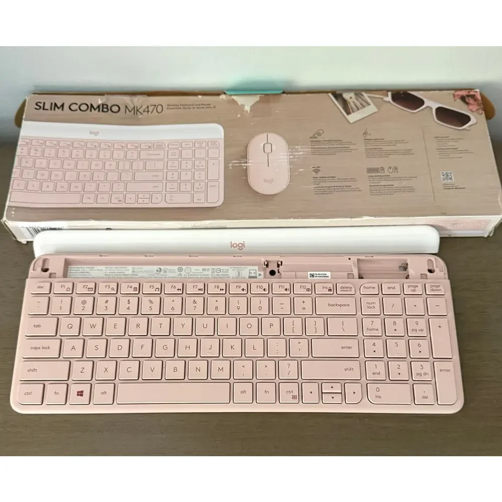 Logitech MK470 Keyboard PINK USB-A Low-Profile Full-Size Keyboard - NO MOUSE
